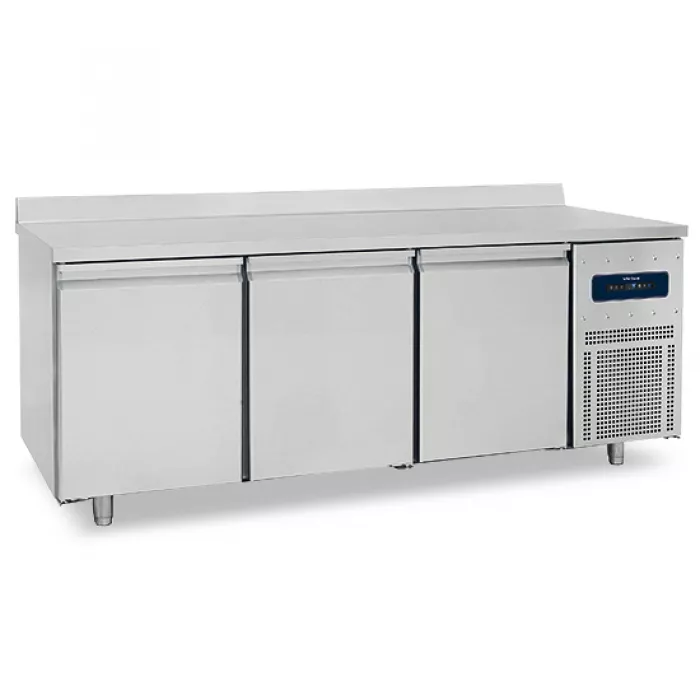 Bäckereikühltisch 3-türig 600x400 mm Edelstahlarbeitsplatte mit Aufkantung 2-8°C WiFi - Gastrohot